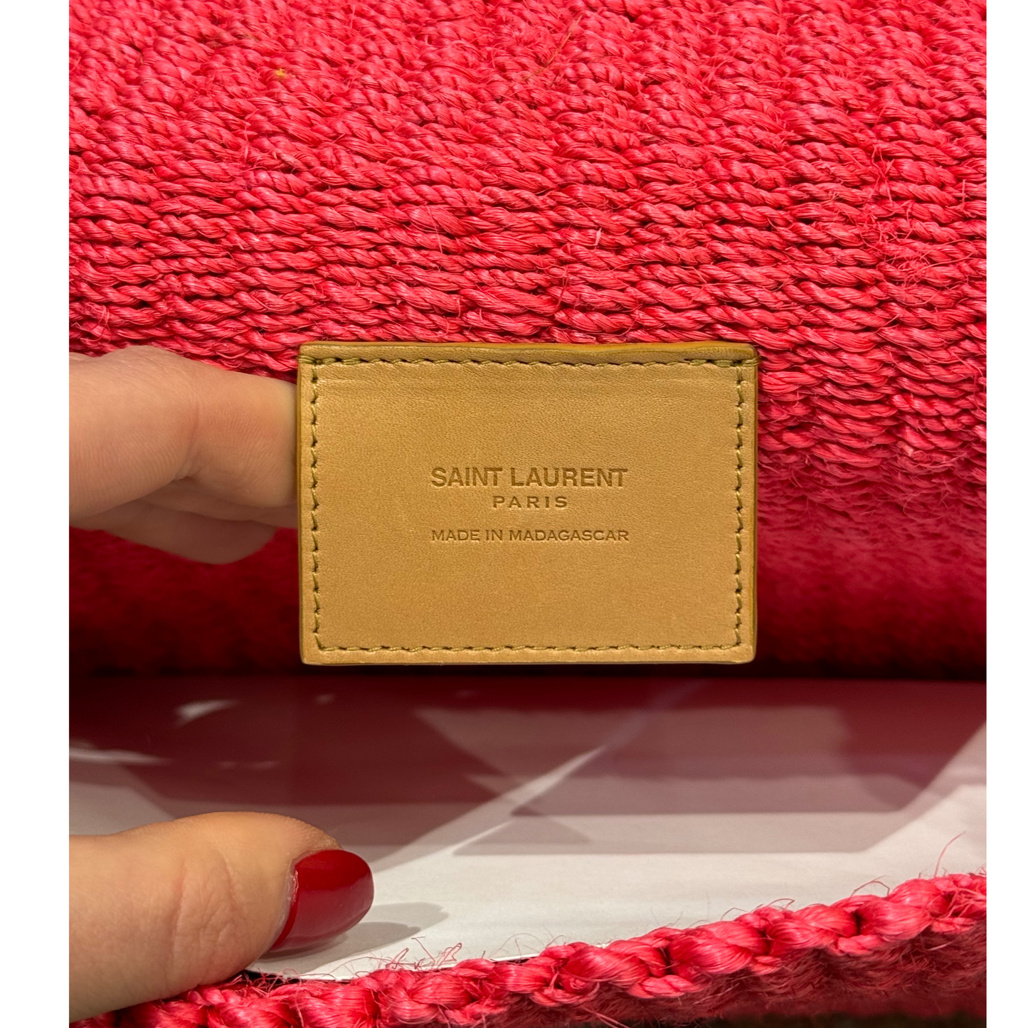 YSL KATE RAFFIA FUCSIA