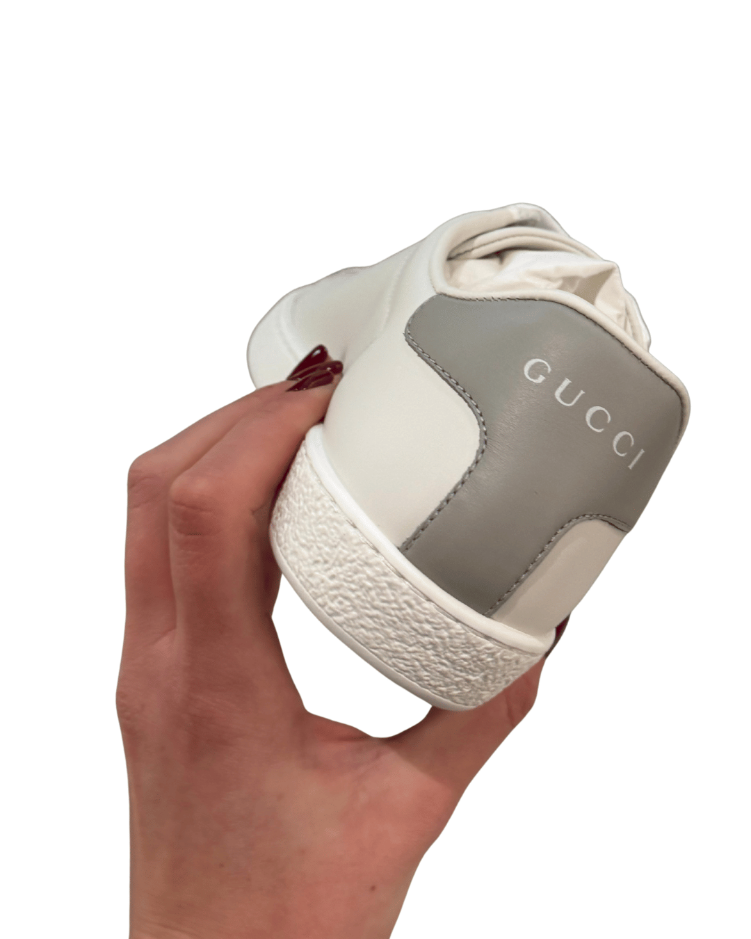 SNEAKERS GUCCI NUOVE ACE BIANCHE INSERTO GRIGIO Nr 36