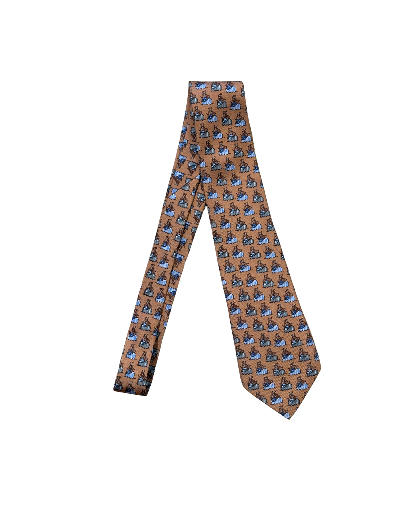 CRAVATTA HERMES MARRONE BARCHE