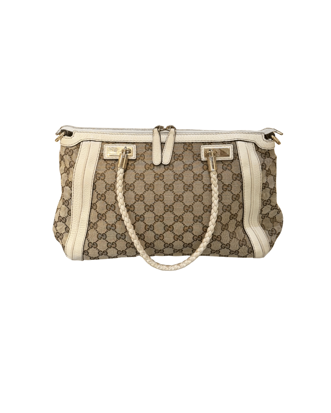 BORSA GUCCI RIFINITURE AVORIO MANICI INTRECCIATI