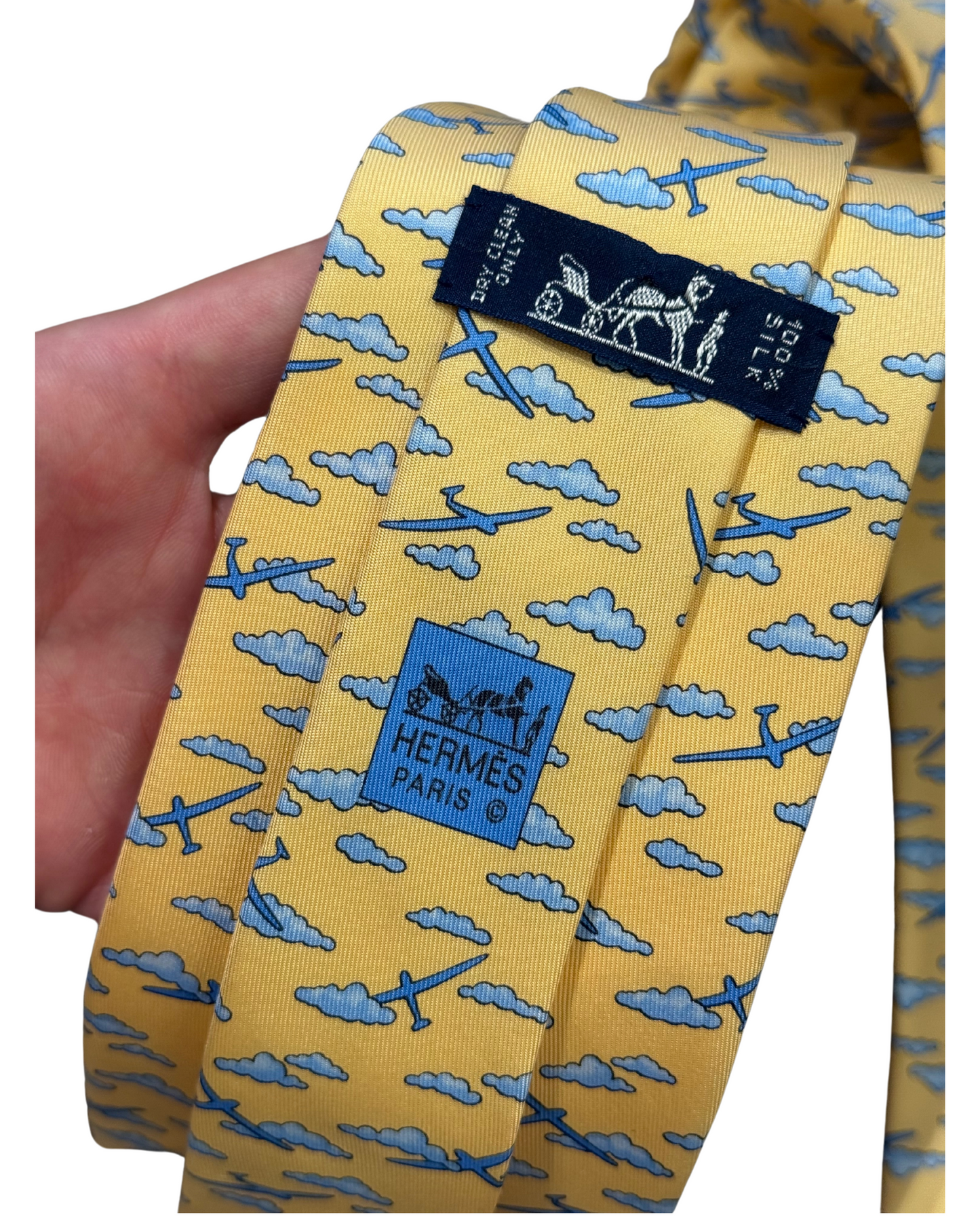 CRAVATTA HERMES GIALLA CON AEREI