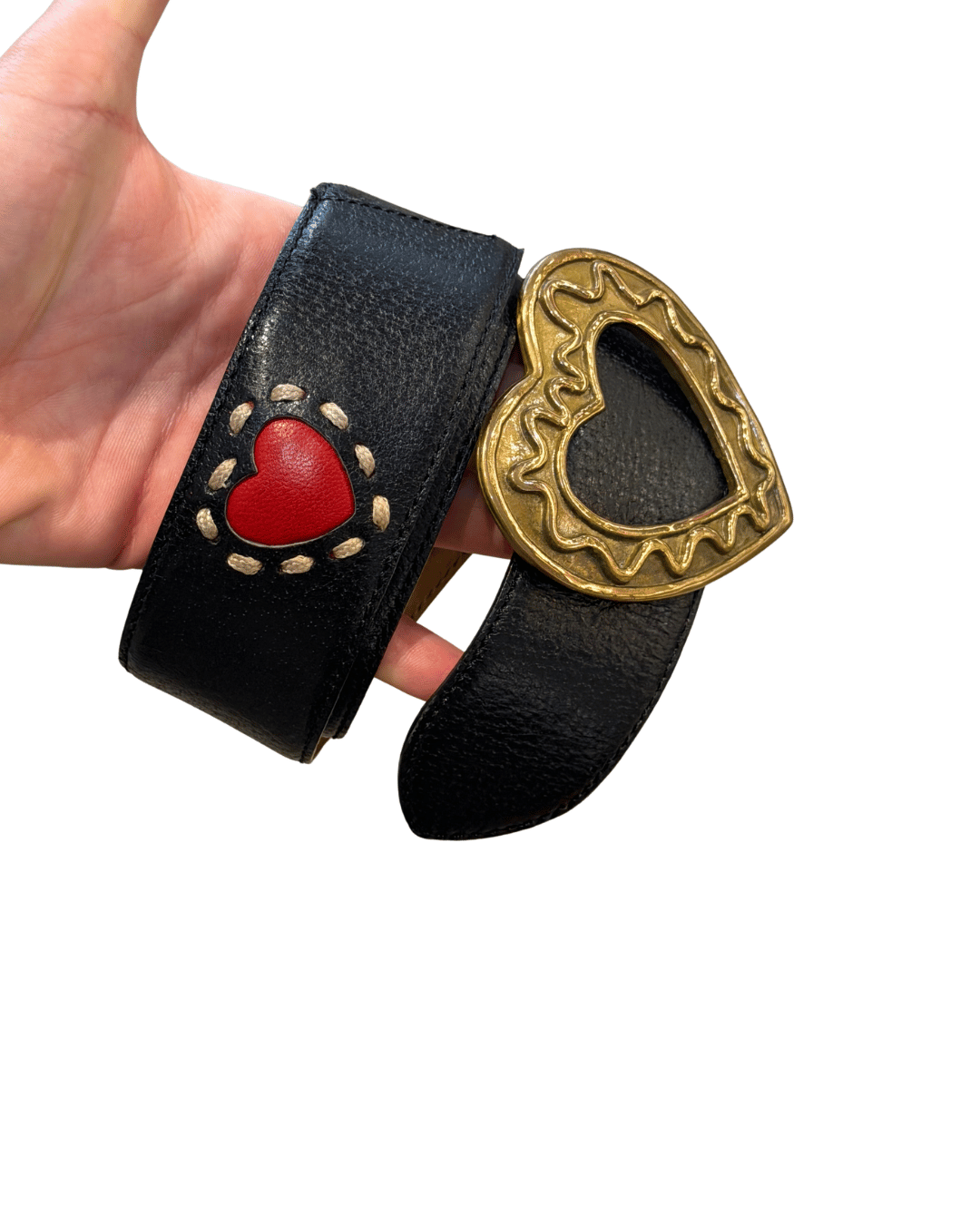 CINTURA MOSCHINO NERA CON CUORI 75