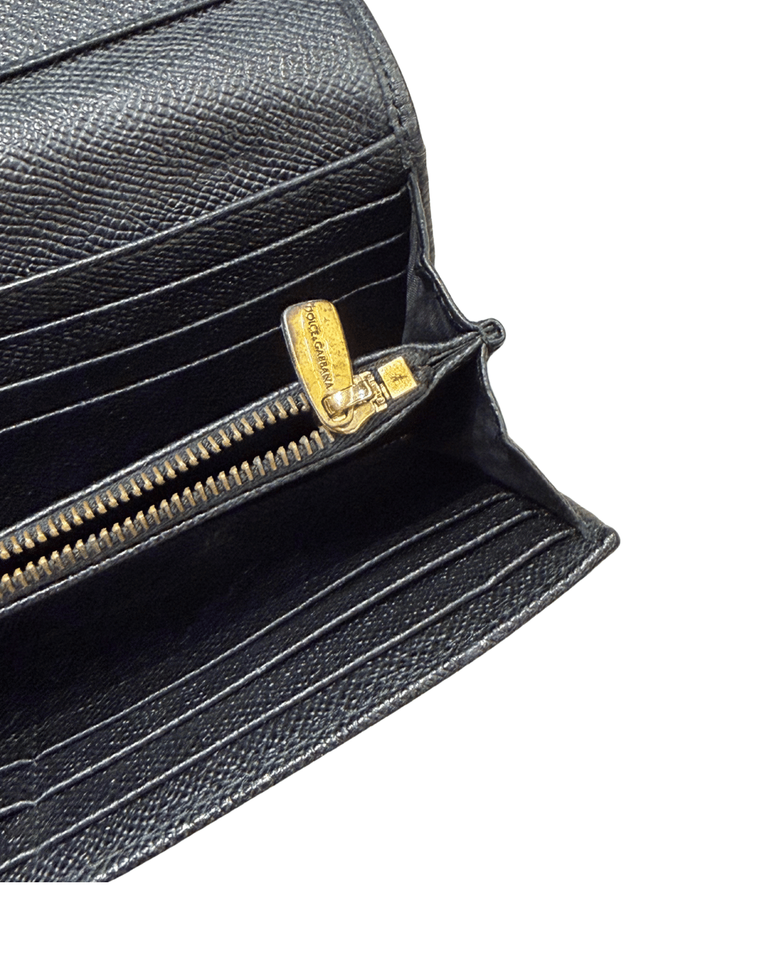 PORTAFOGLIO CONTINENTAL D&G PELLE MARTELLATA NERA