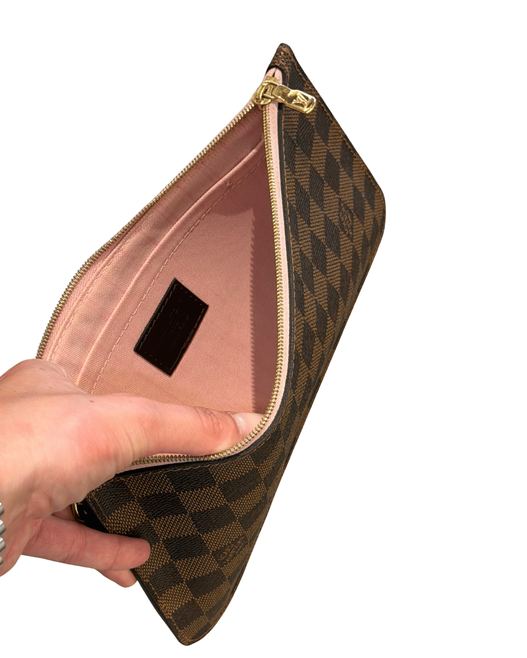 POCHETTE PIATTA DAMIER EBENE INTERNO ROSA BABY