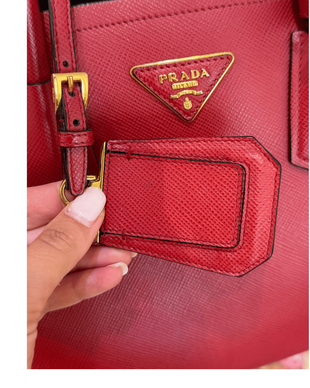 PRADA PELLE SAFFIANO ROSSA A MANO