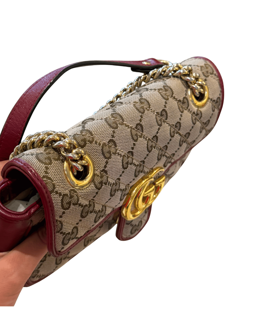 GUCCI MARMONT SMALL GG SUPREME RIFINITURE ROSSE
