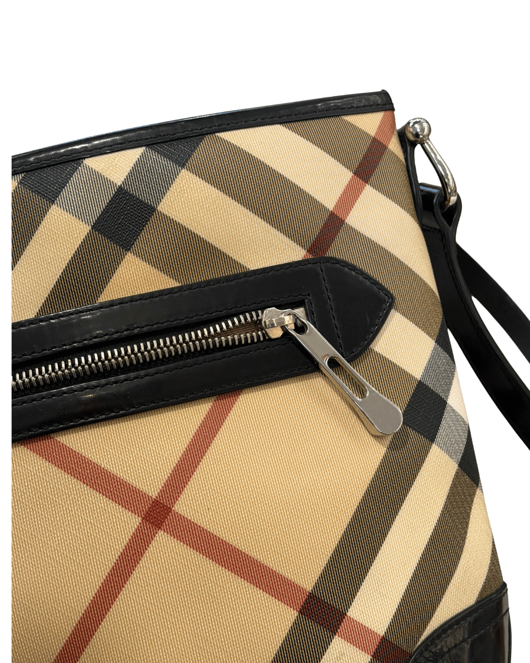 BURBERRY TRACOLLA RIFINITURE PELLE VERNICIATA NERA