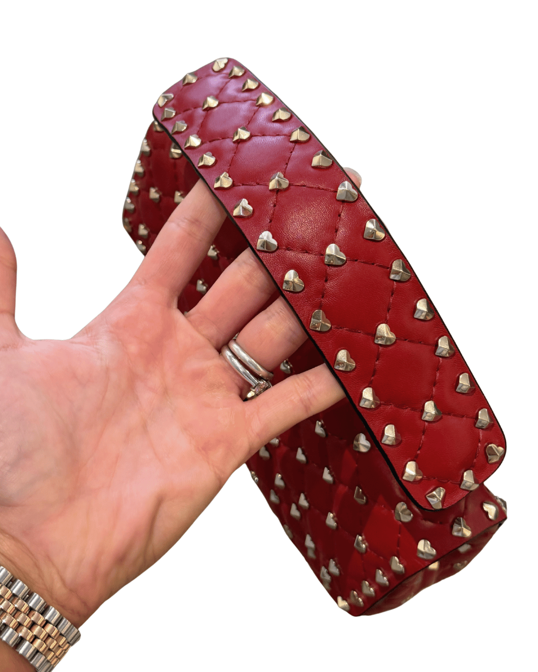 VALENTINO SPIKE MEDIA ROSSA BORCHIE CUORE