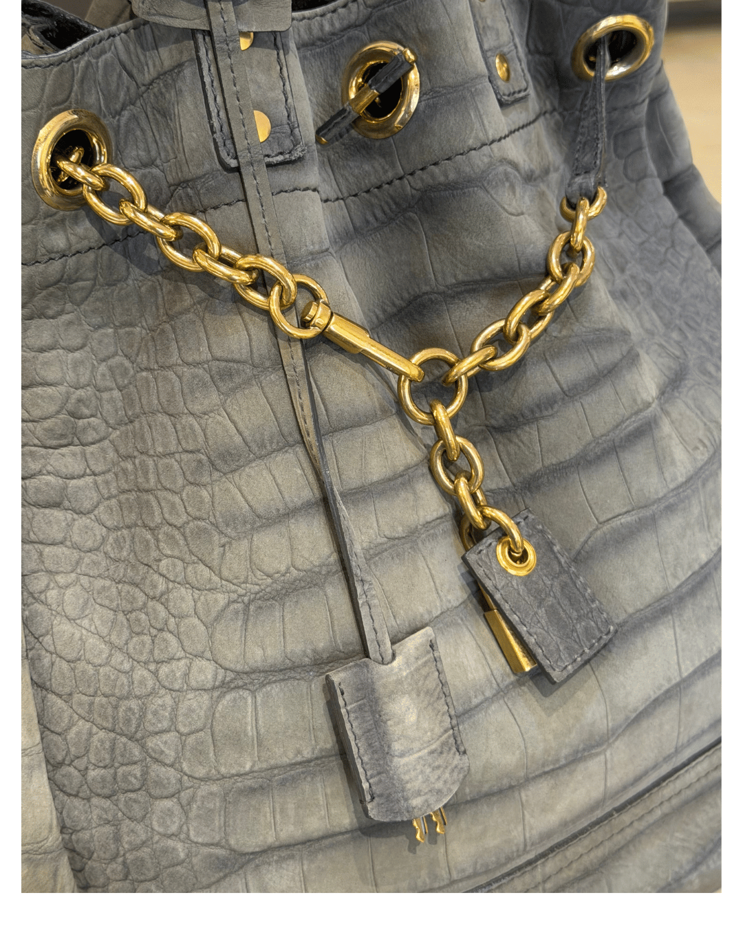 OVERSEAS TOTE YSL STAMPA COCCO GRIGIA