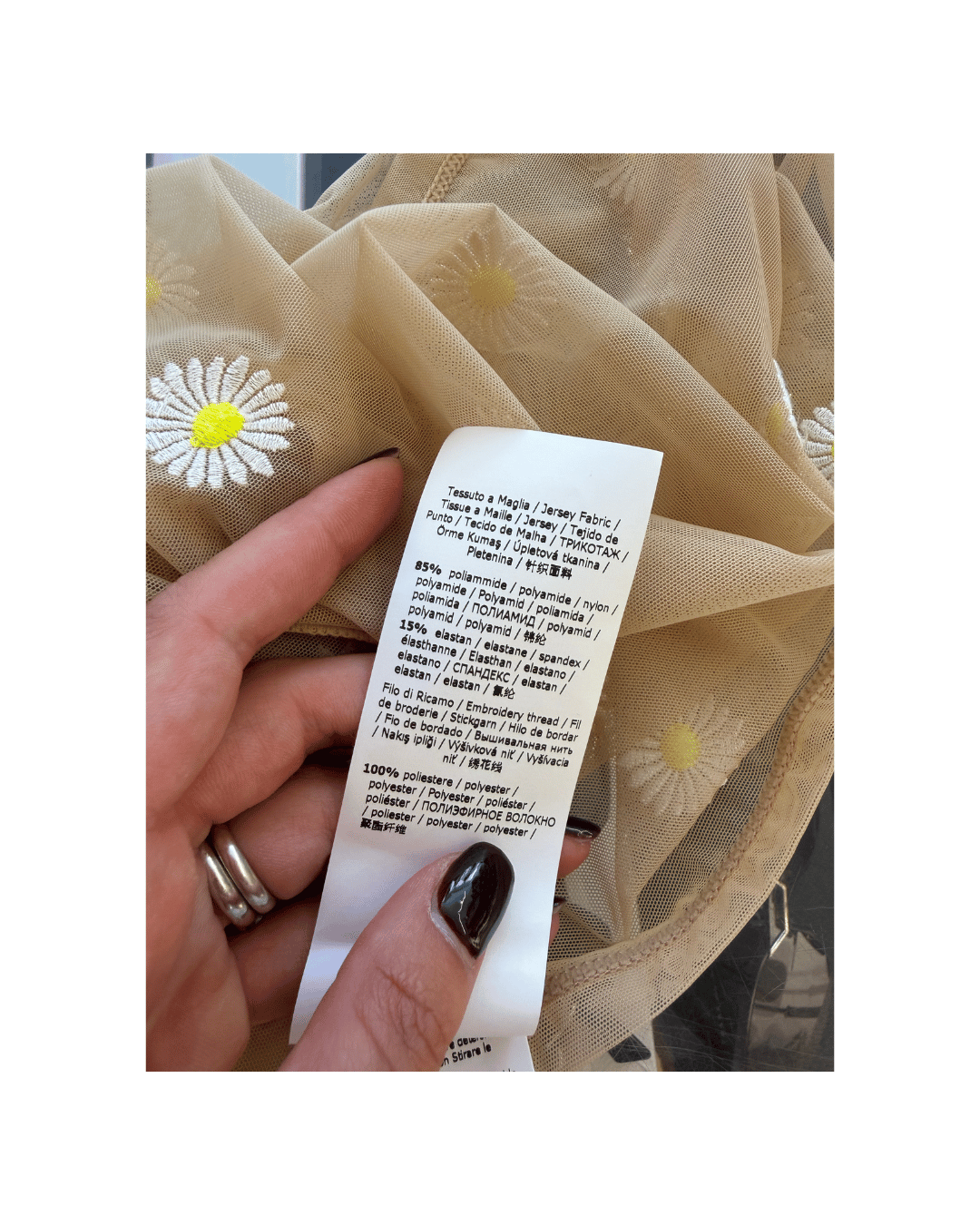 TOP IN TULLE CON RICAMI A MARGHERITA Tg M