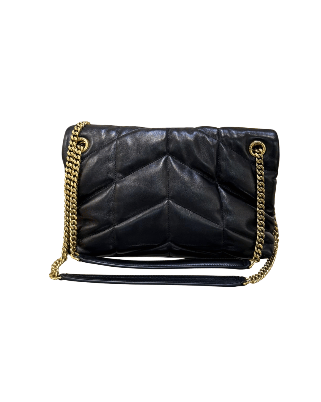 PUFFER SMALL YSL PELLE NERA HARDWARE DORATO