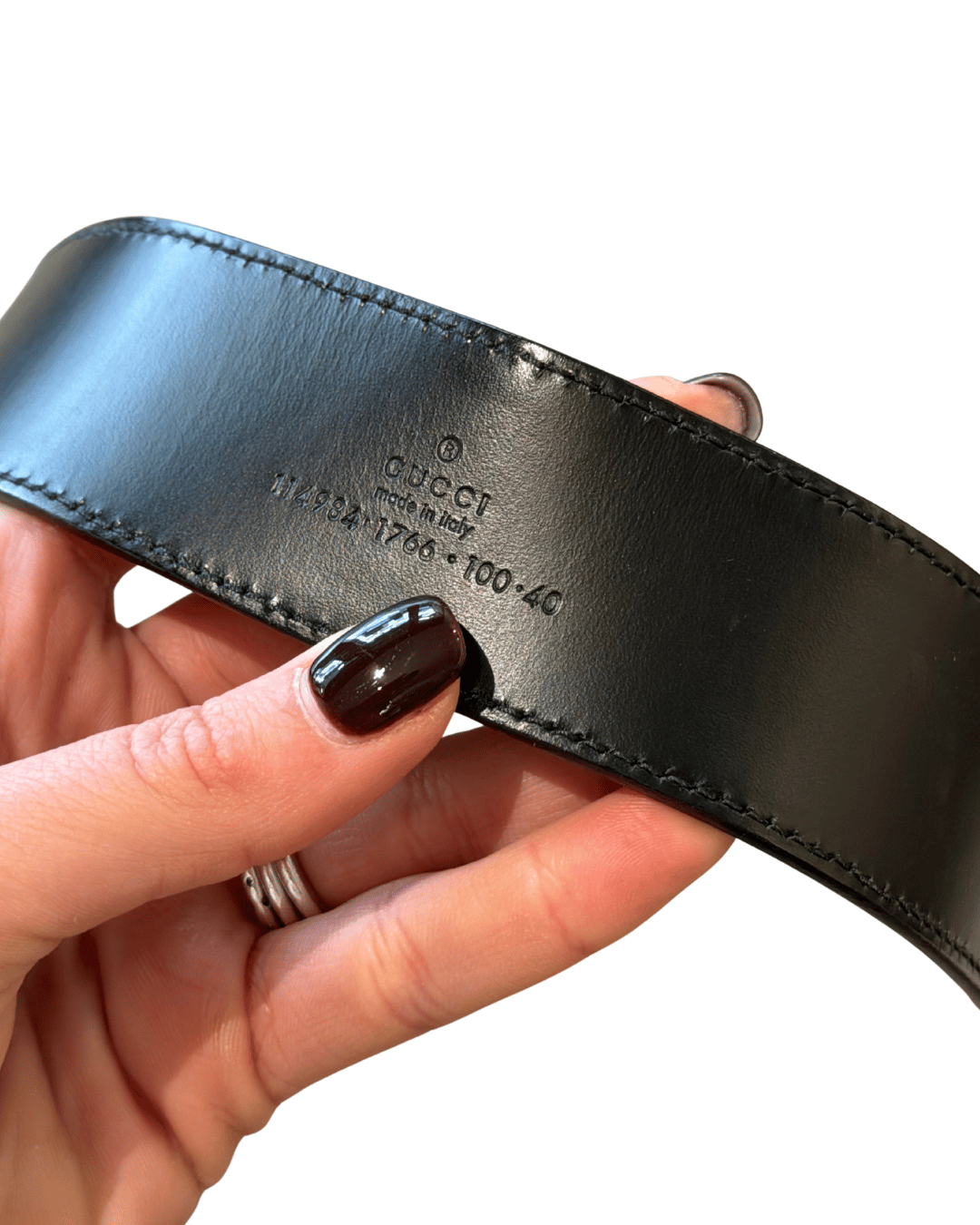 CINTURA GUCCI PELLE NERA E FASCIA WEB