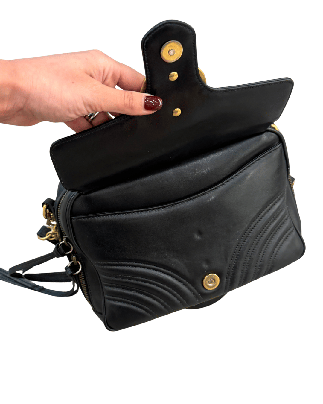 GUCCI MARMONT NERA TOP HANDLE BAG