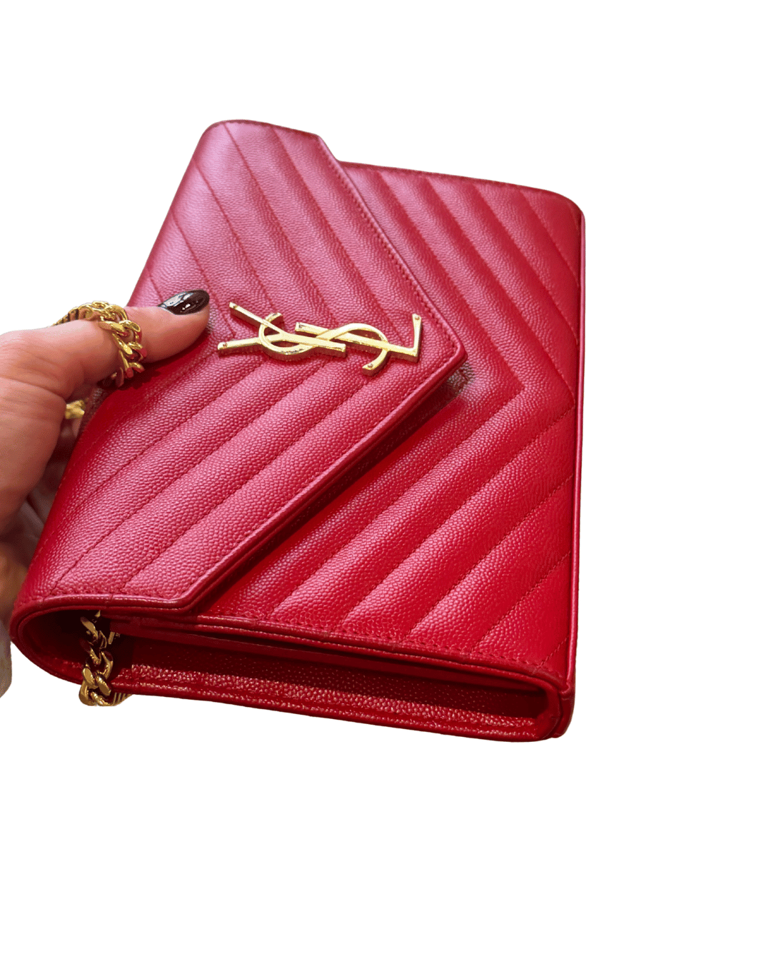 CASSANDRA YSL PELLE GRAIN DE POUDRE ROSSA