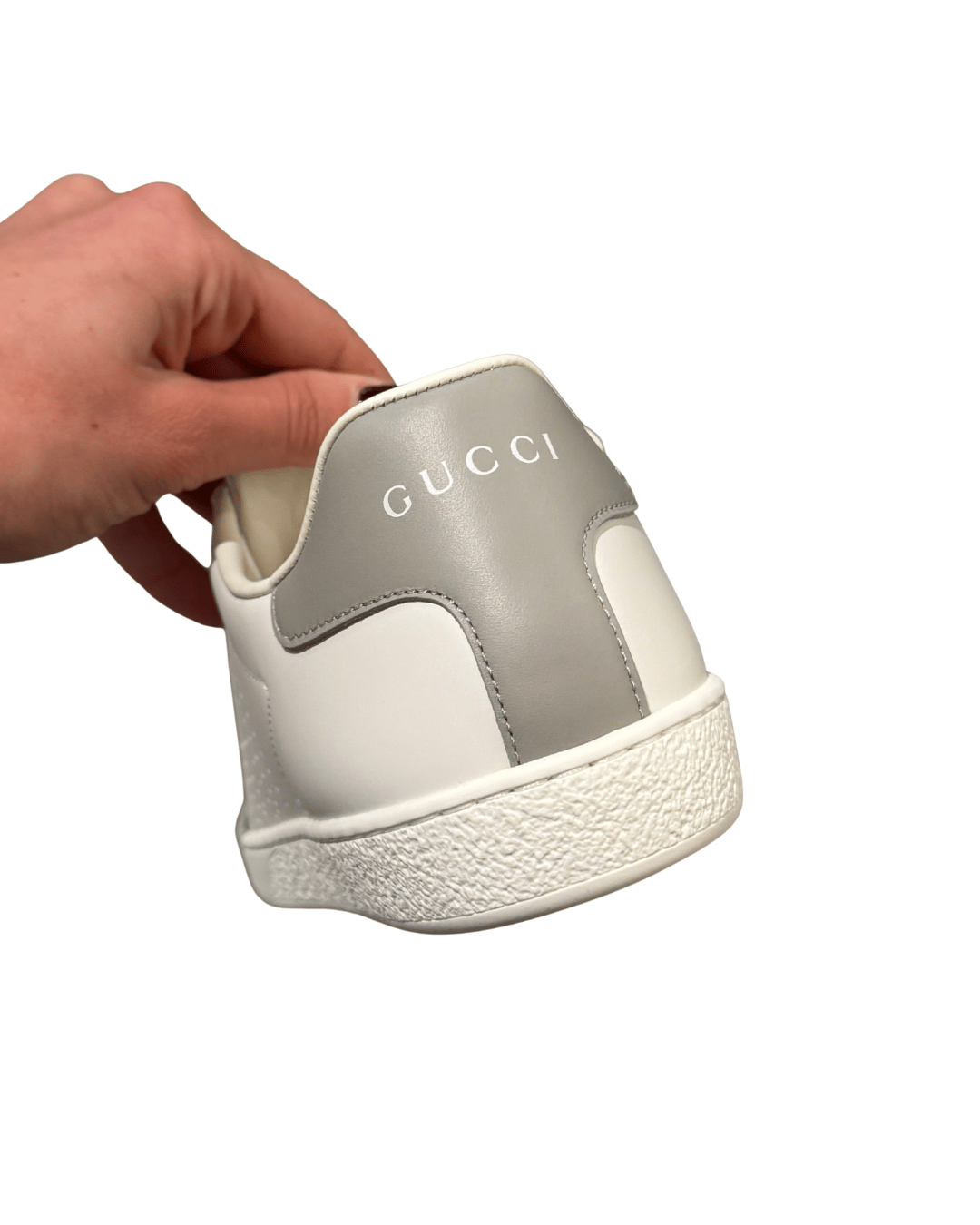 SNEAKERS NUOVE GUCCI ACE BIANCHE INSERTO GRIGIO Nr 37.5