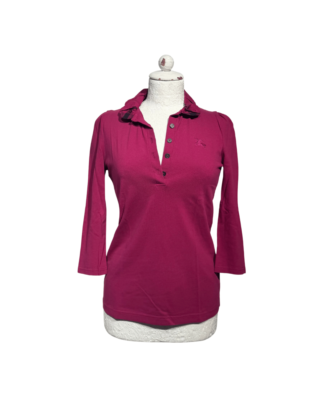 POLO MAGENTA BURBERRY MANICA TRE QUARTI Tx S