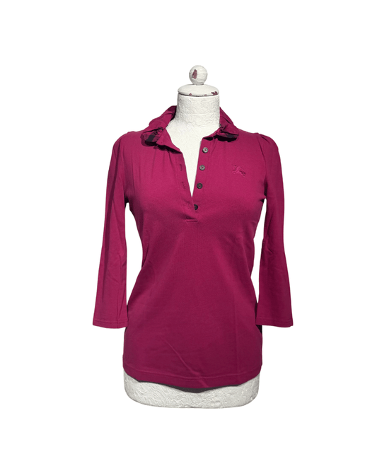 POLO MAGENTA BURBERRY MANICA TRE QUARTI Tx S