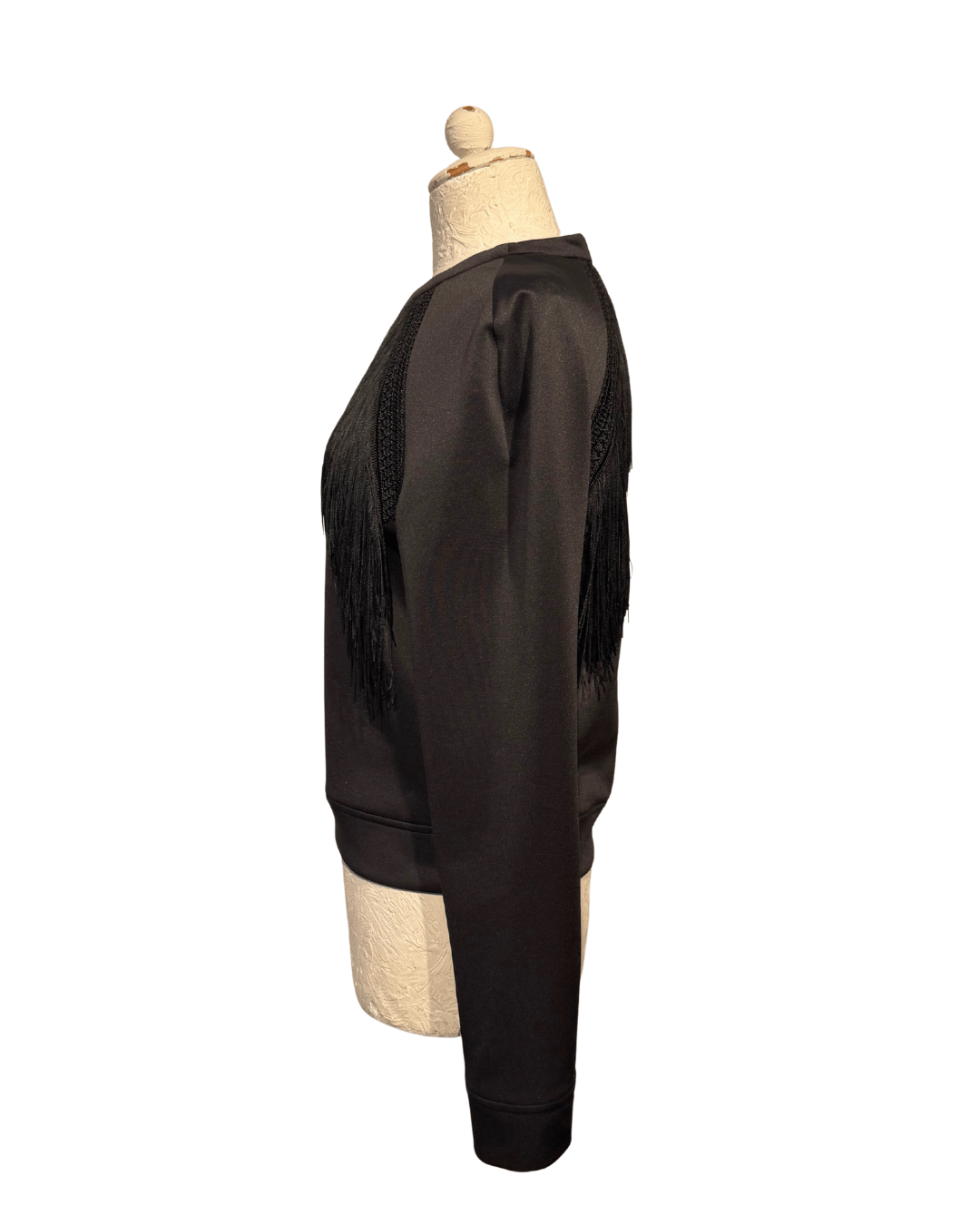 FELPA CAVALLI NERA CON FRANGE Tg S