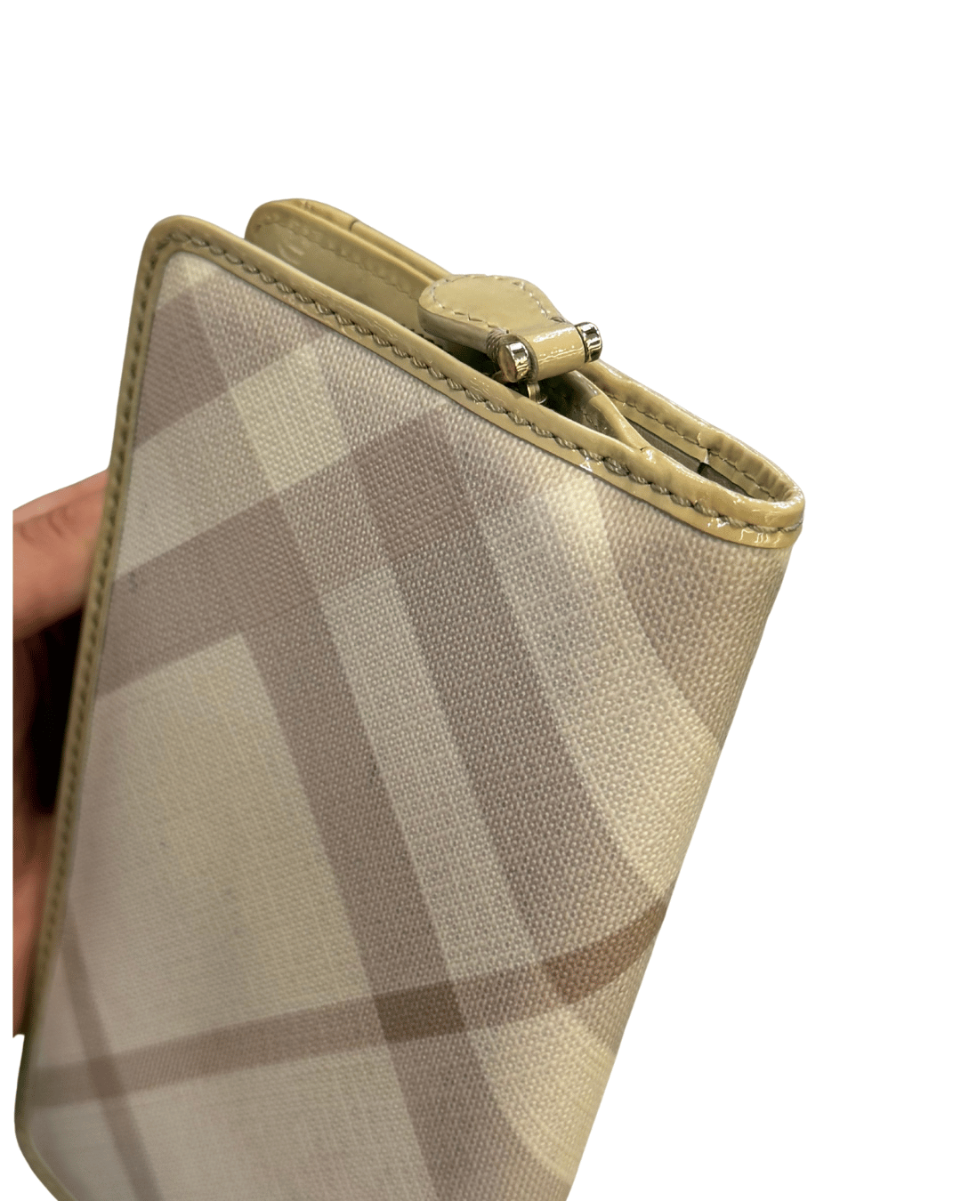 PORTAFOGLIO BURBERRY RIFINITURE BEIGE VERNICE