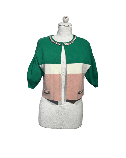 CARDIGAN TRICOLORE ELISABETTA FRANCHI Tg 40