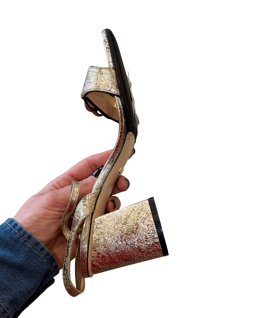 SANDALI GUCCI MARMONT PELLE METALLIZZATA ORO Nr 36