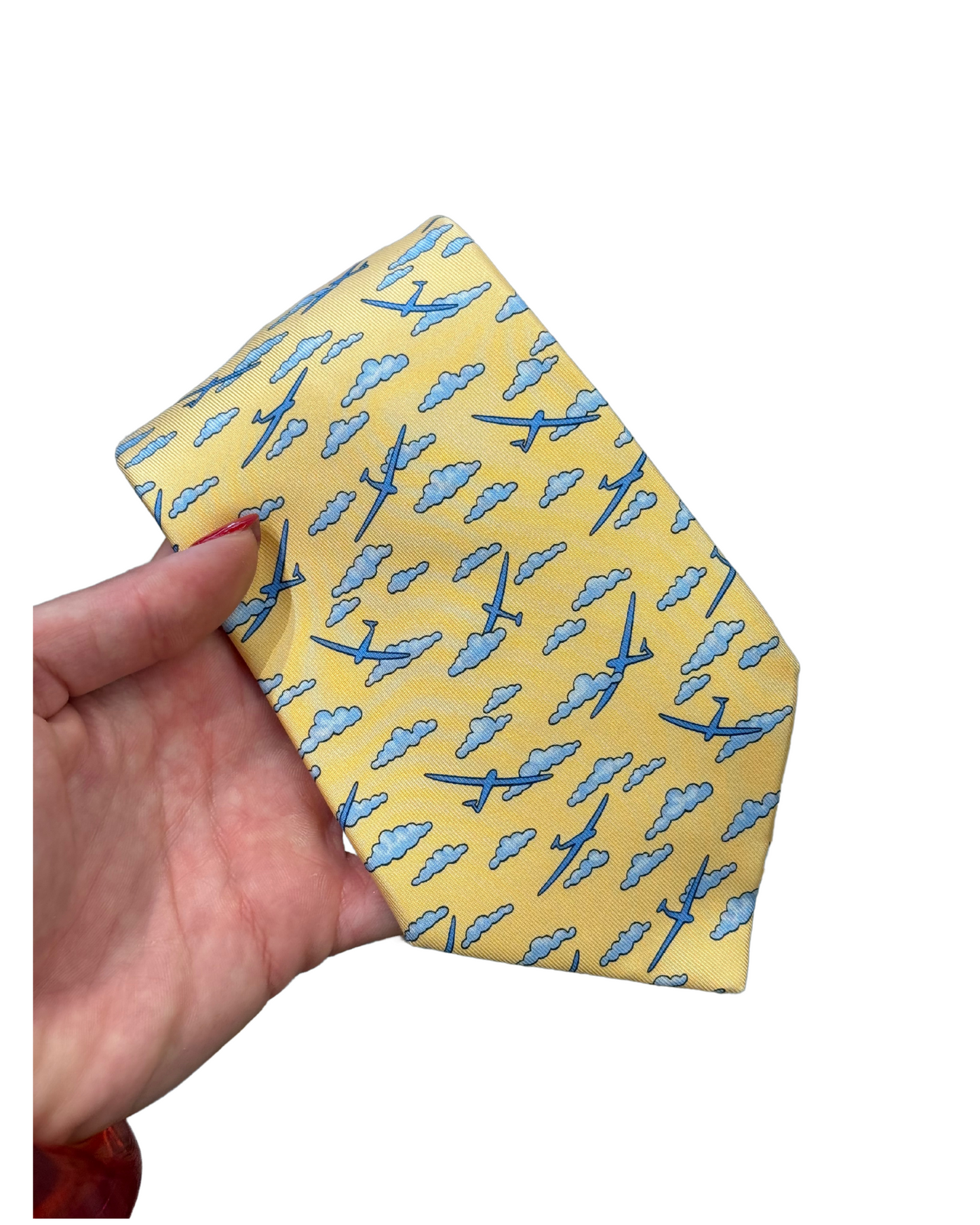 CRAVATTA HERMES GIALLA CON AEREI