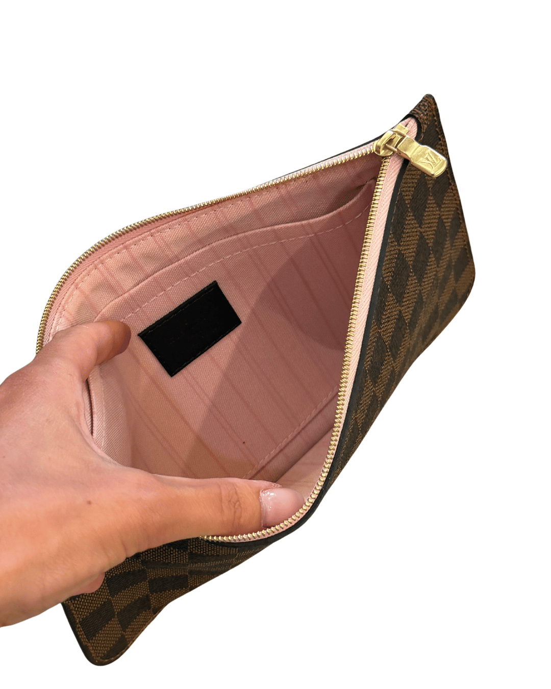 POCHETTE PIATTA DAMIER EBENE INTERNO ROSA