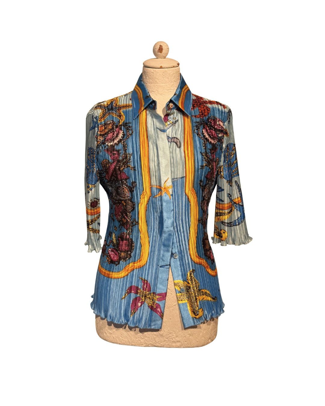 CAMICIA VERSACE PLISSE STAMPA MARINA Tg 44