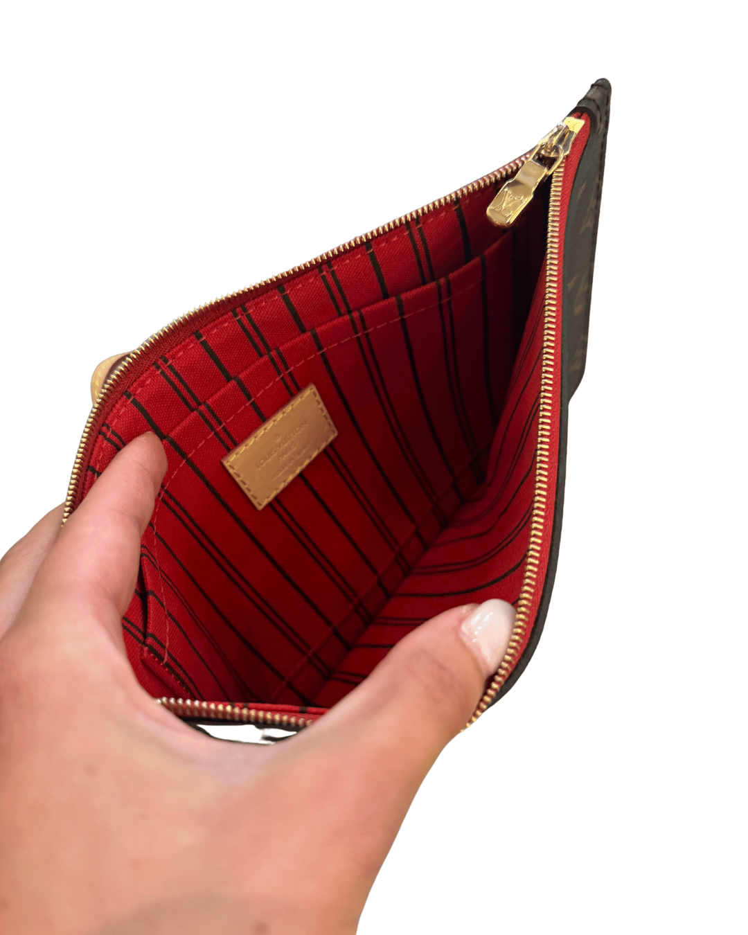 POCHETTE PIATTA LOUIS VUITTON MONOGRAM INTERNO ROSSO