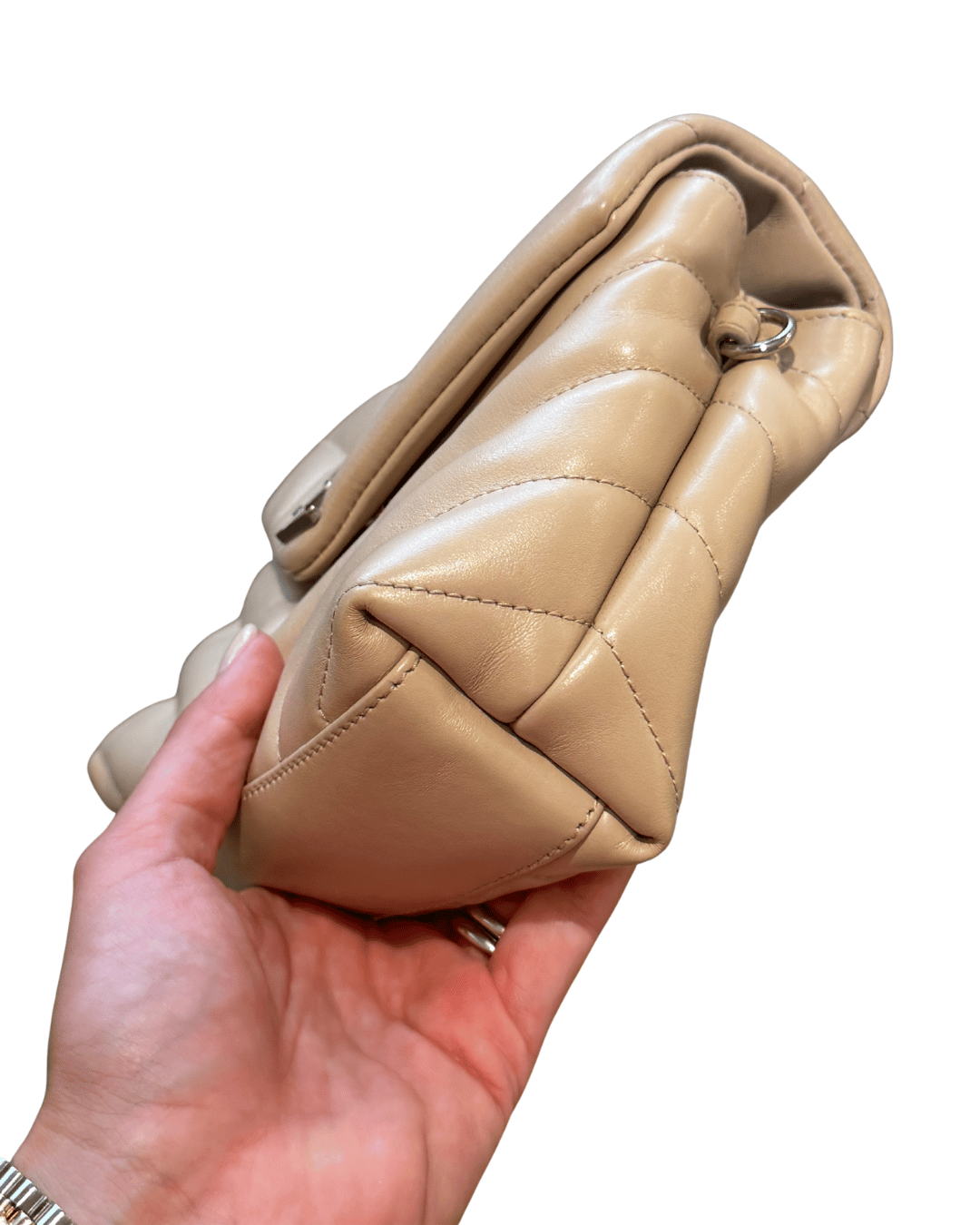 LOULOU TOY YSL BEIGE HARDWARE ARGENTO
