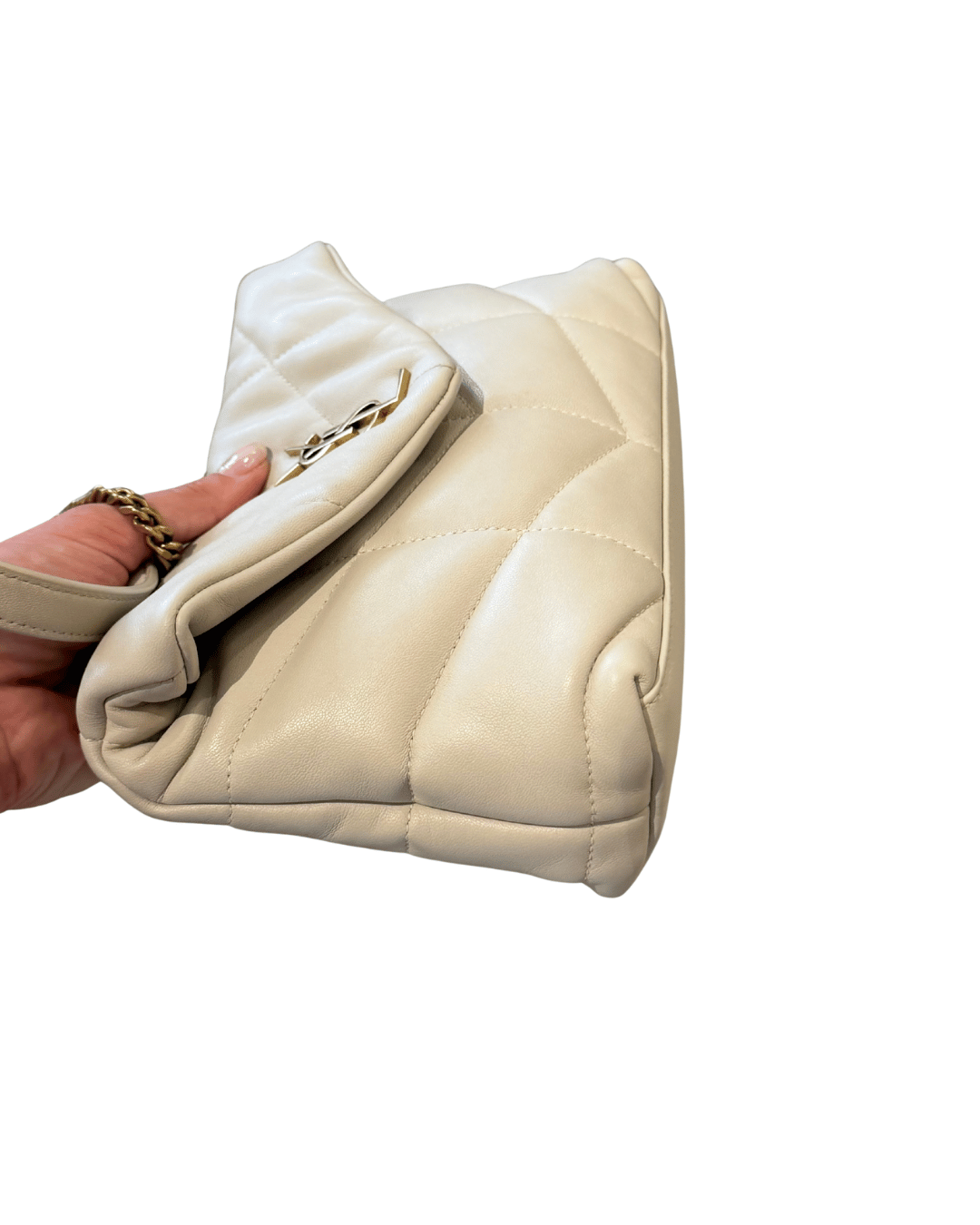 PUFFER TOY YSL AVORIO METALLERIA DORATA