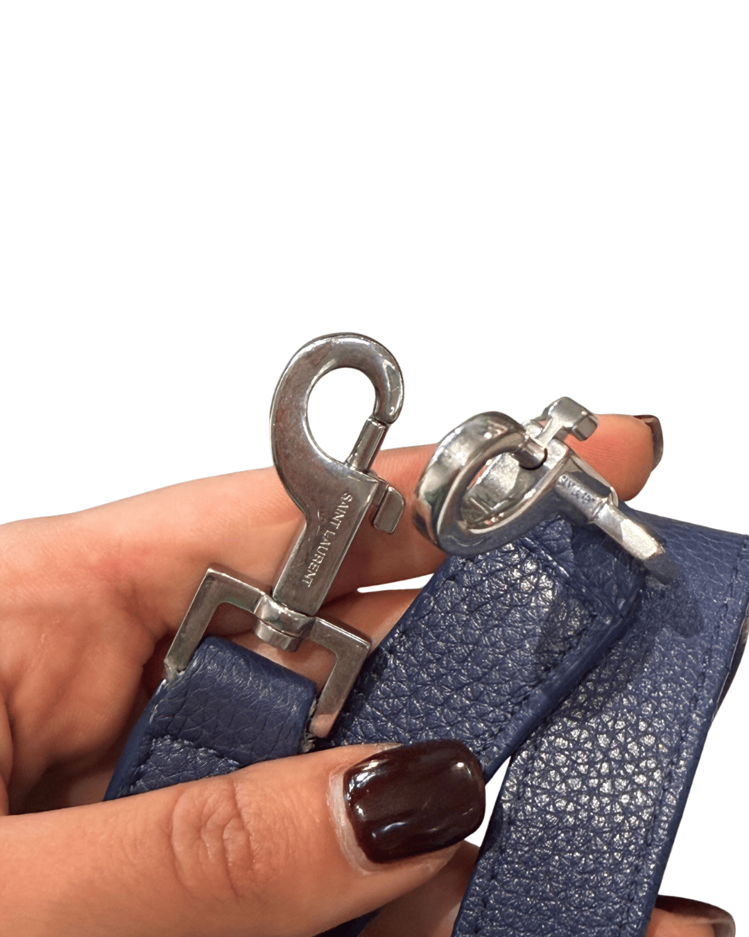 SAC DE JOUR SMALL YSL BLU PELLE MARTELLATA