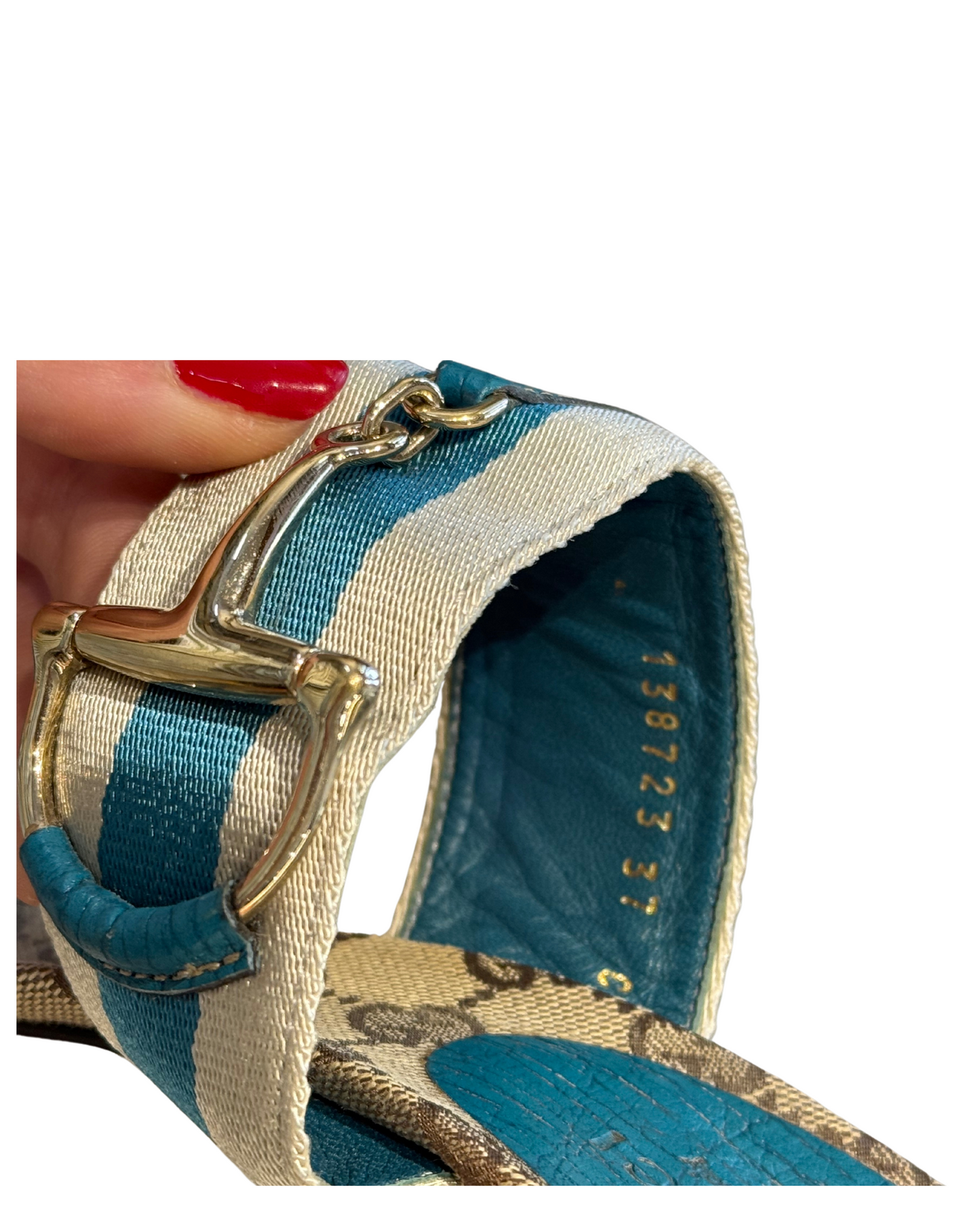 SANDALI GUCCI CON RIFINITURE TURCHESI