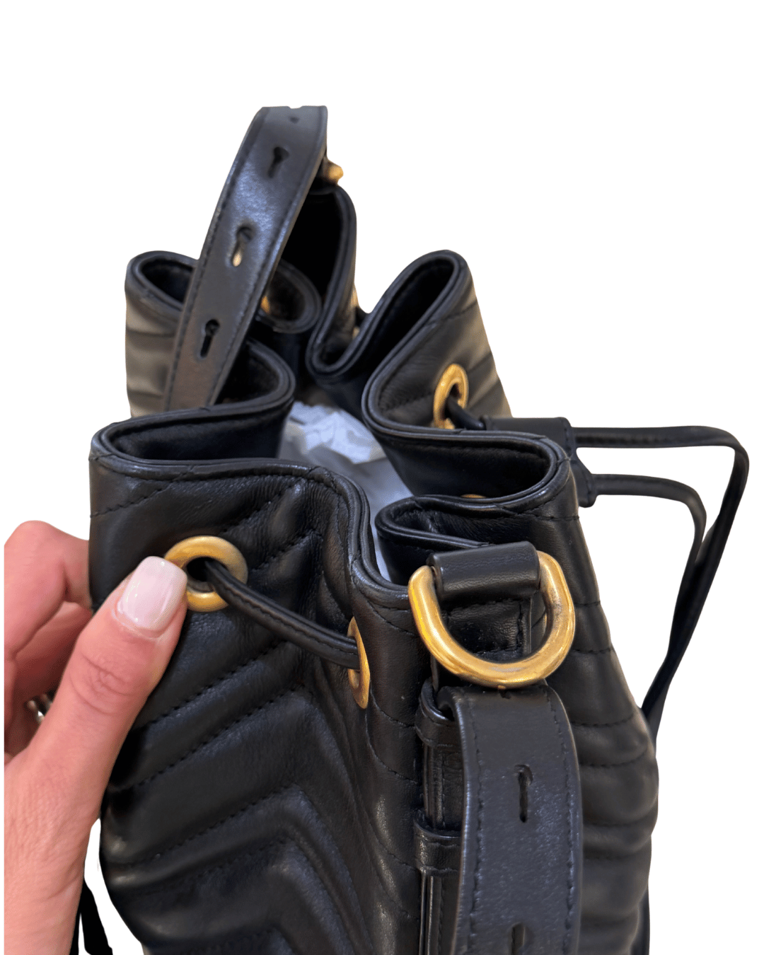 SECCHIELLO GUCCI MARMONT NERO TRACOLLA FASCIA WEB