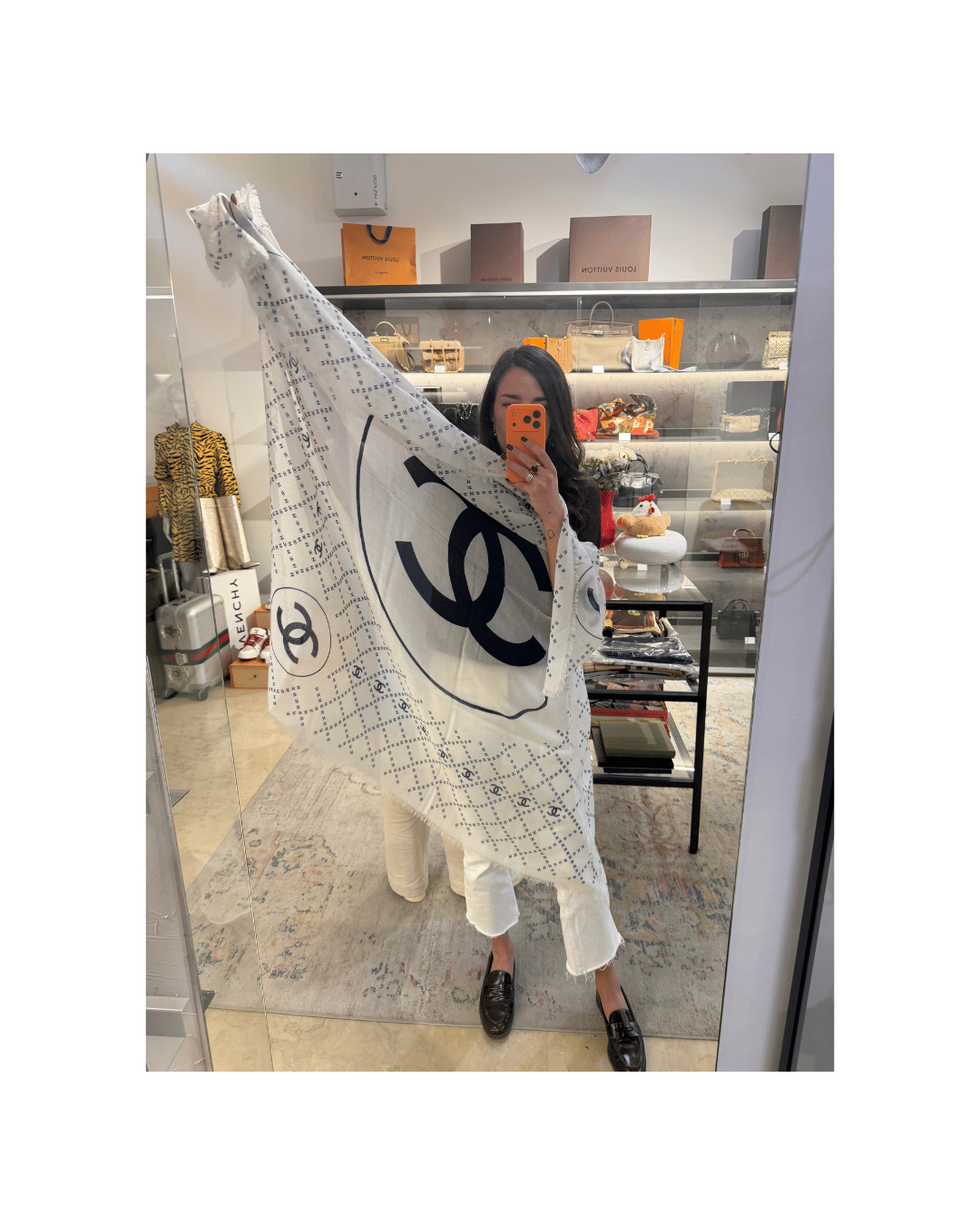 STOLA CHANEL CASHMERE BIANCA E BLU