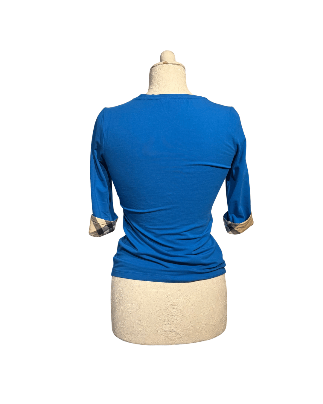 MAGLINA BURBERRY BLU ELETTRICA MANICA TRE QUARTI Tg XS