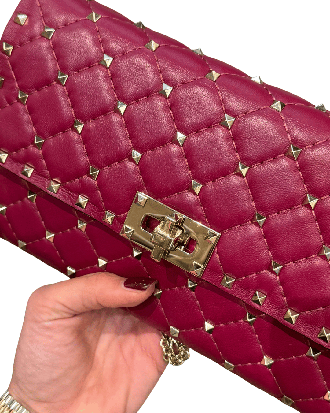POCHETTE SPIKE VALENTINO COLOR VINACCIA