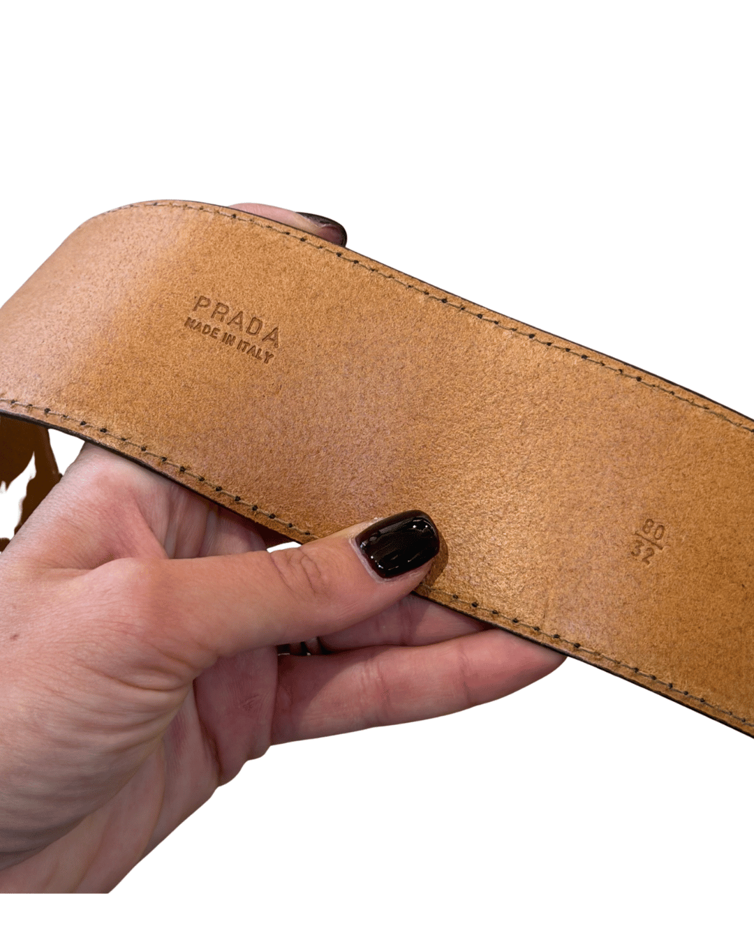 CINTURA PRADA COLOR CUOIO FASCIA ALTA 80