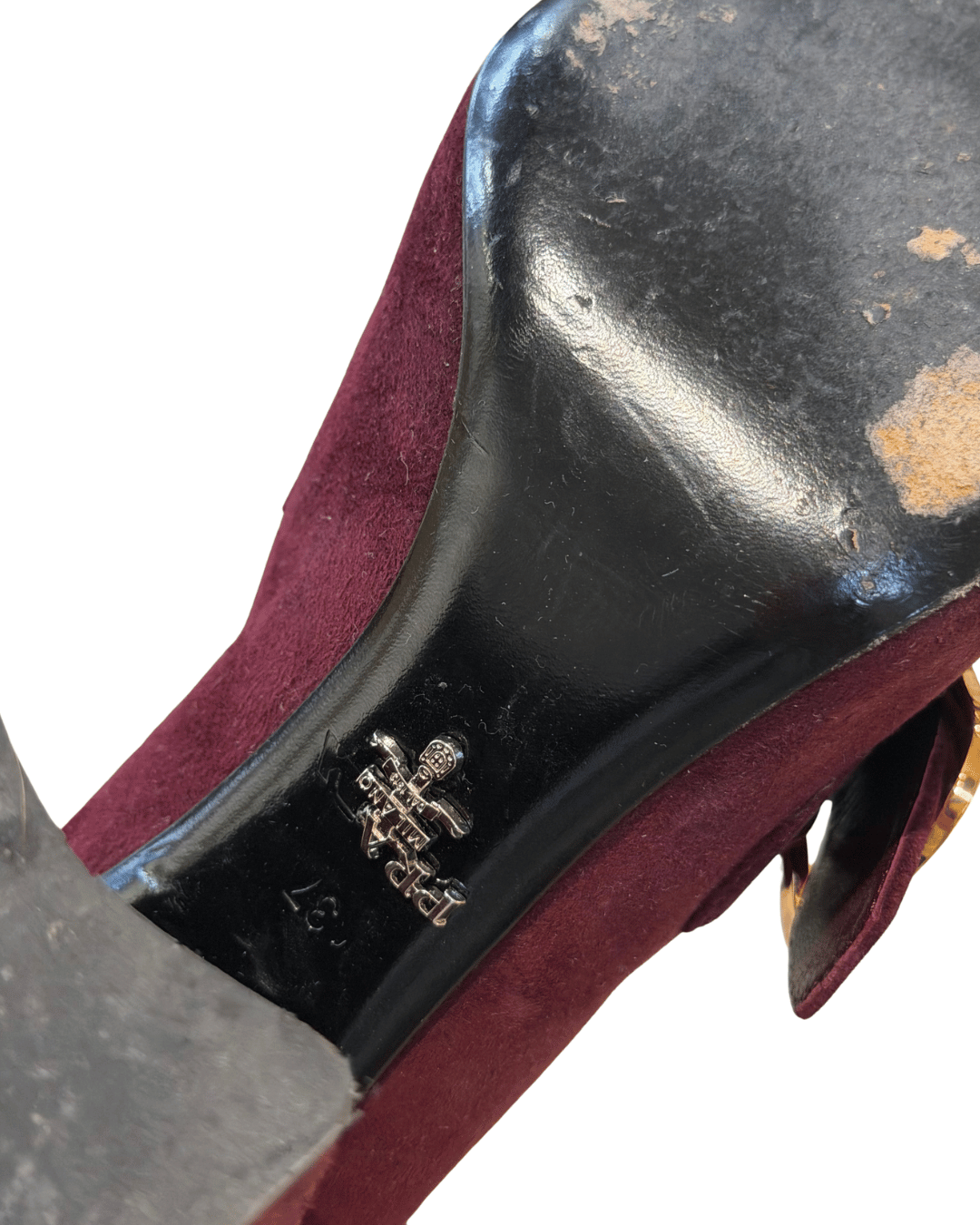DECOLLETE PRADA CAMOSCIO BORDEAUX CON FRANGE Nr 37