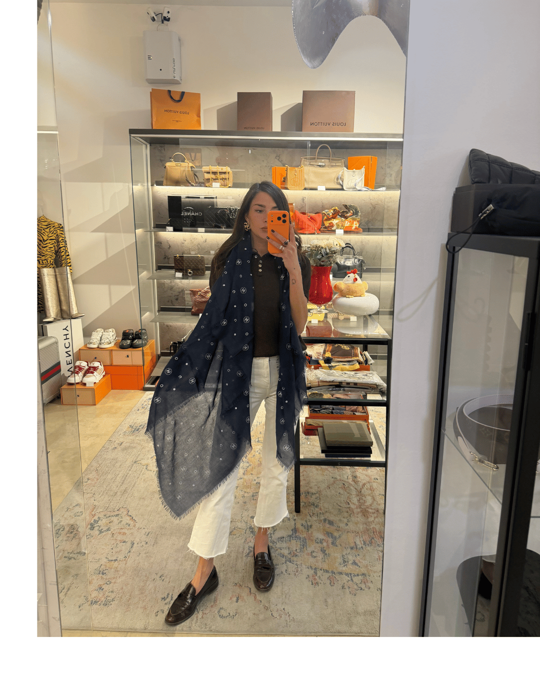 STOLA CHANEL BIANCA E BLU CASHMERE