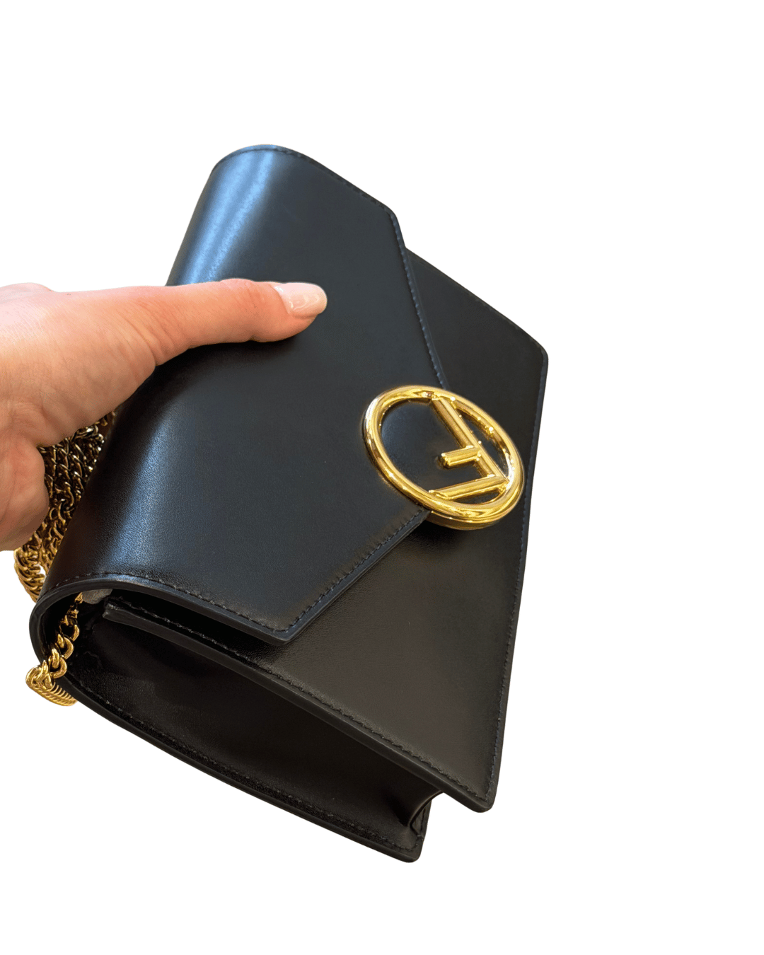 WOC FENDI PELLE LISCIA NERA HARDWARE DORATO