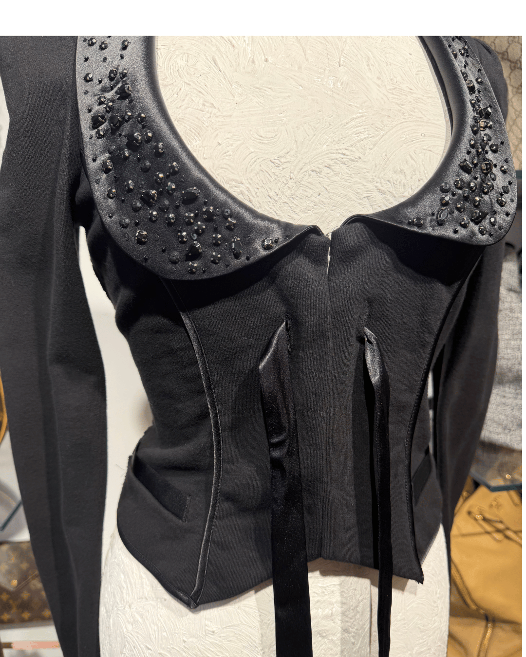 GIACCA CORTA NERA MAXMARA CON PIETRE Tg S