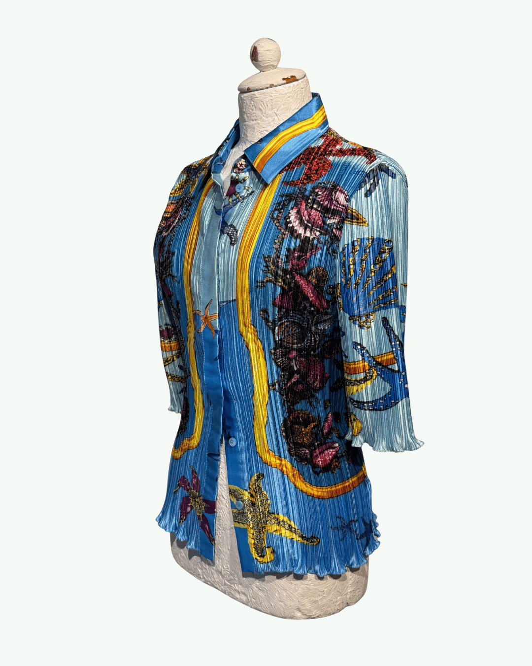 CAMICIA VERSACE PLISSE STAMPA MARINA Tg 44