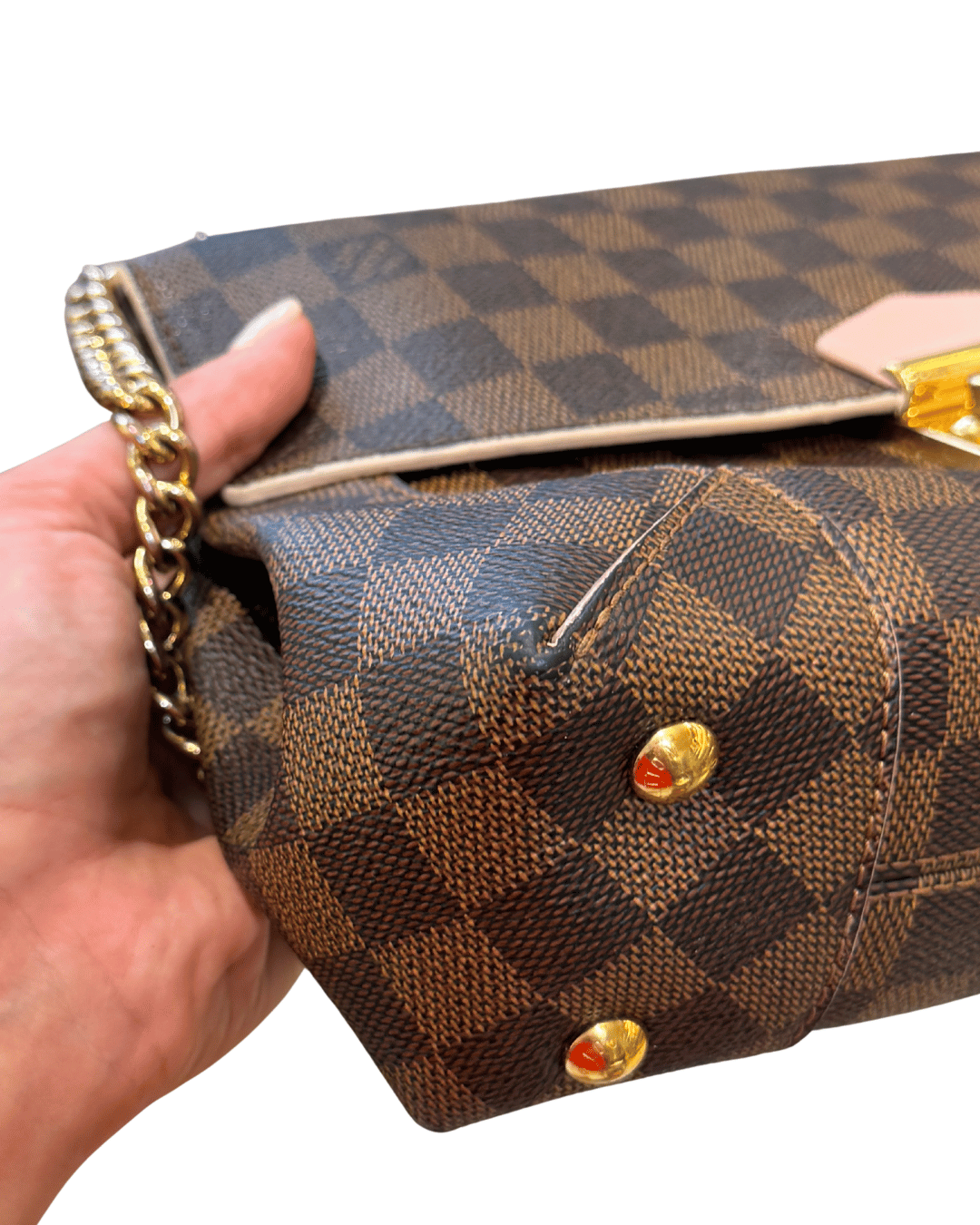 CAISSA CLUTCH DAMIER EBENE RIFINITURE ROSA