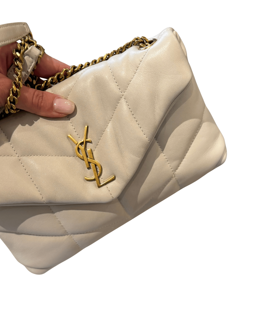 PUFFER TOY YSL AVORIO METALLERIA DORATA