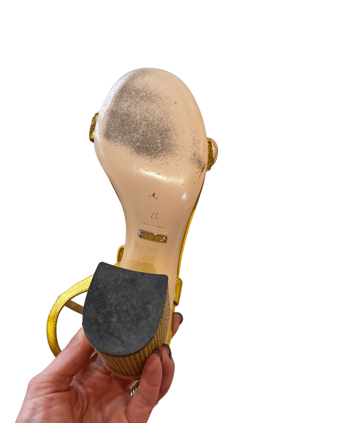 SANDALI GUCCI MARMONT PAILETTES GIALLE Nr 37