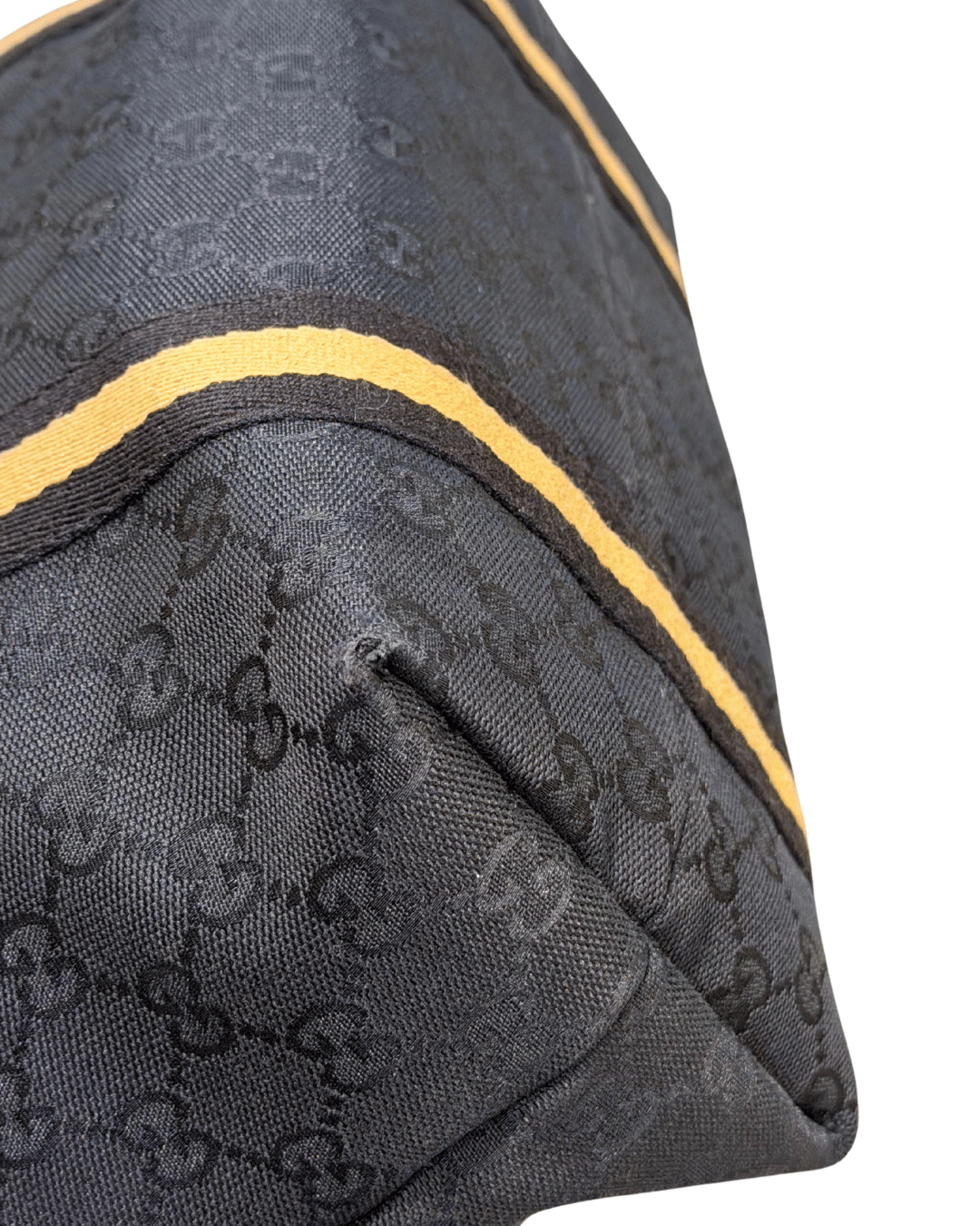 BORSA GUCCI TESSUTO NERO FASCIA WEB NERA E SENAPE