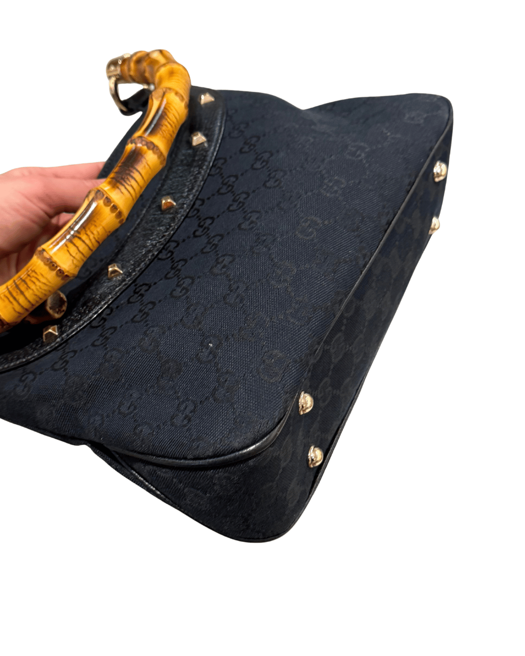 GUCCI TESSUTO GG NERO A SPALLA MANICO BAMBOO