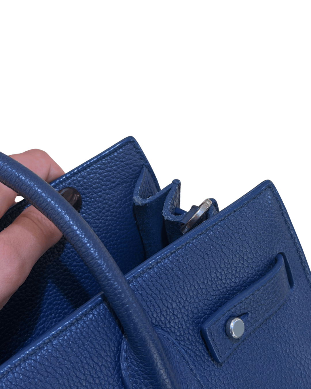 SAC DE JOUR SMALL YSL BLU PELLE MARTELLATA