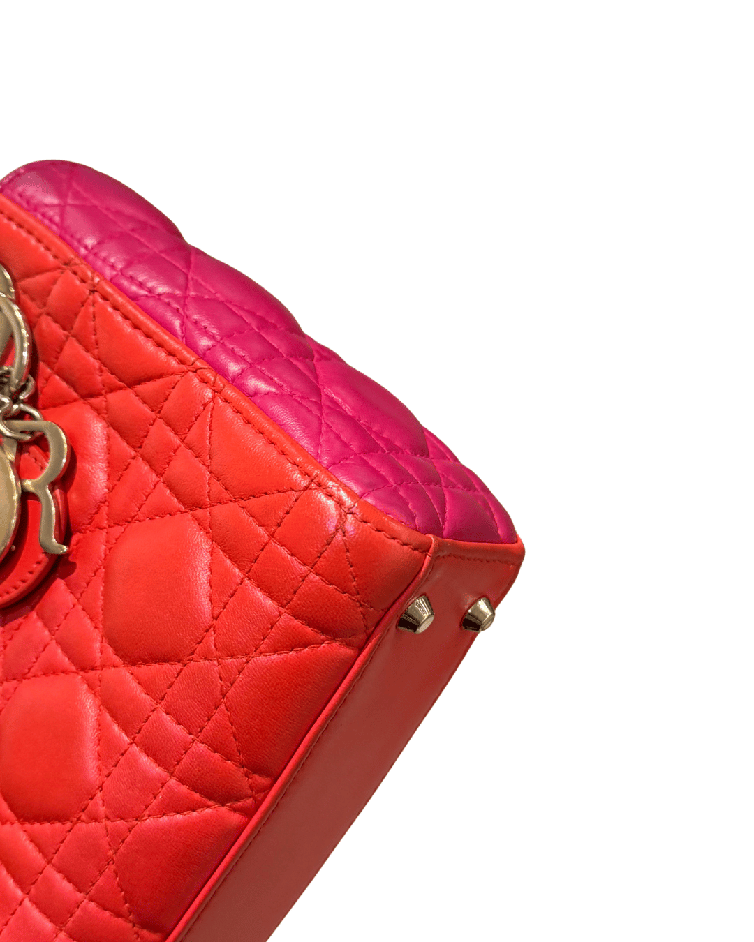 MINI LADY DIOR BICOLORE FUCSIA E ROSSA